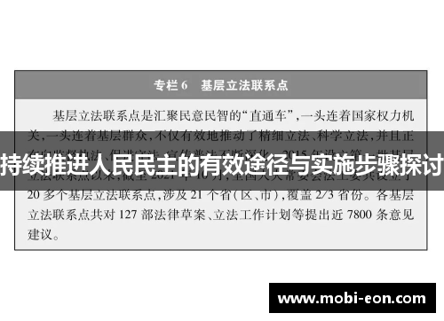 持续推进人民民主的有效途径与实施步骤探讨