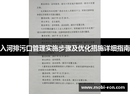 入河排污口管理实施步骤及优化措施详细指南